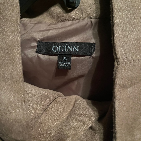 QUINN Full Zip Up Zip Pockets Tan Faux Suede Lined Jacket Women's Size small - Picture 9 of 9